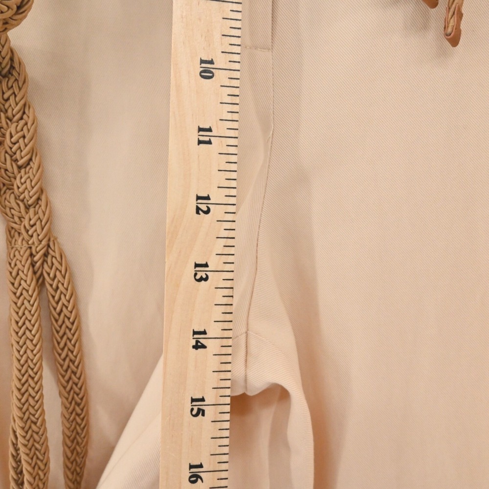 Zara Belted Tapered Pants Womens Size XL Beige Cotton Boho Hippie Paperbag Waist - Picture 4 of 10